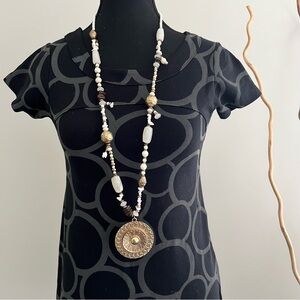 Elegant Gold and White Beaded Necklace
